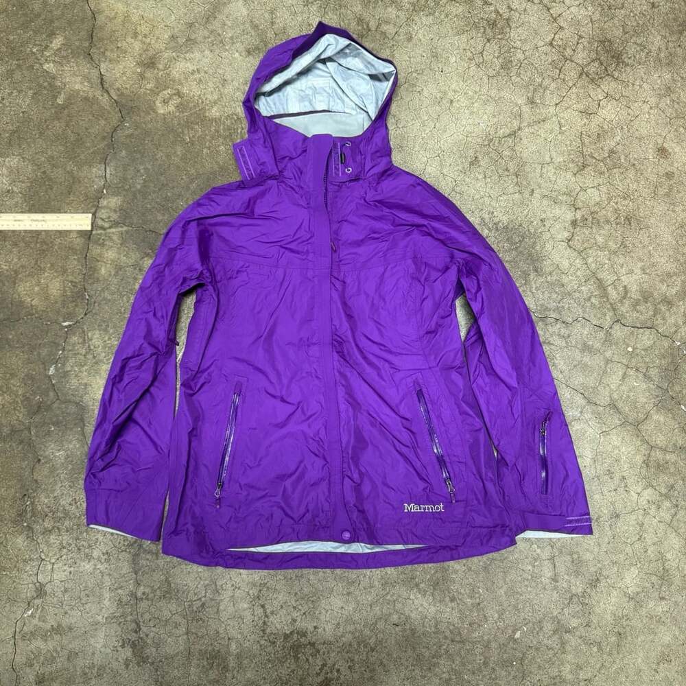 Marmot Rain Jacket Size L Purple PreCip Hooded Waterproof